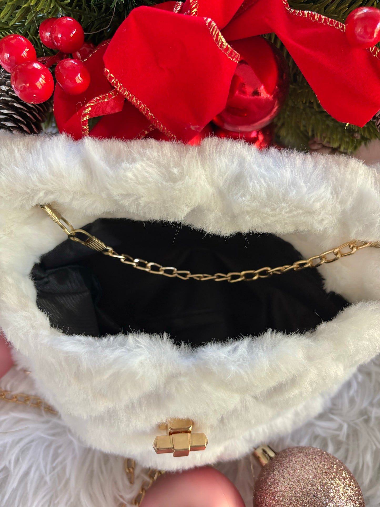 Faux Fur Winter White Purse