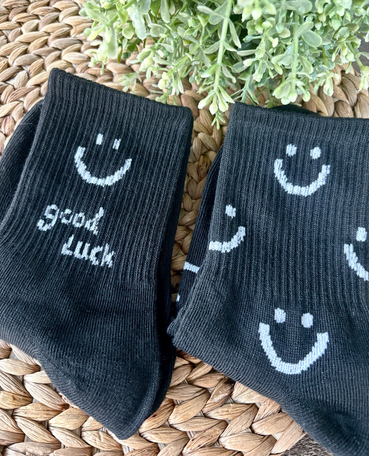 Smile Crew Socks-Black