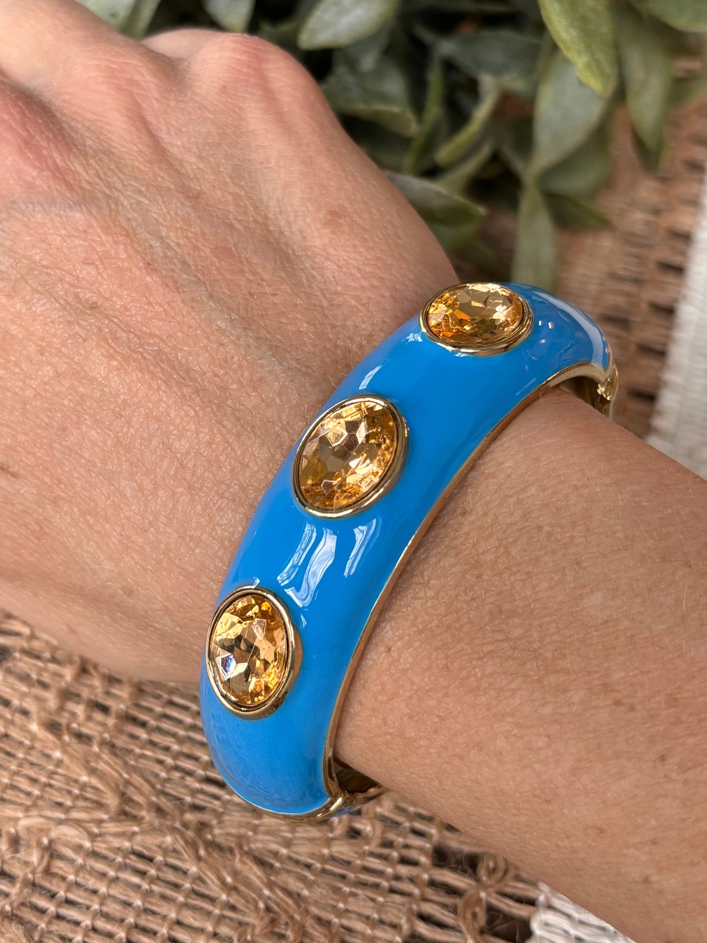 Blue & Gemstone Enamel Bangle