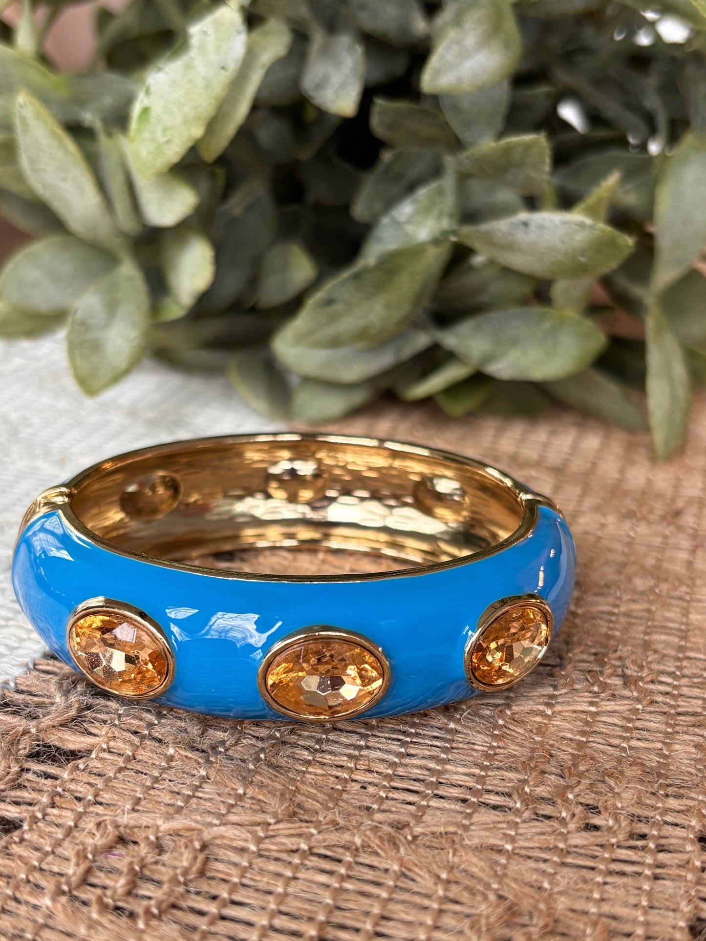Blue & Gemstone Enamel Bangle