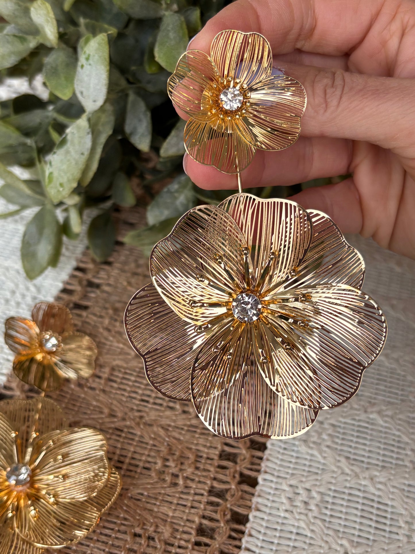 Gold Bloom Statement Earrings