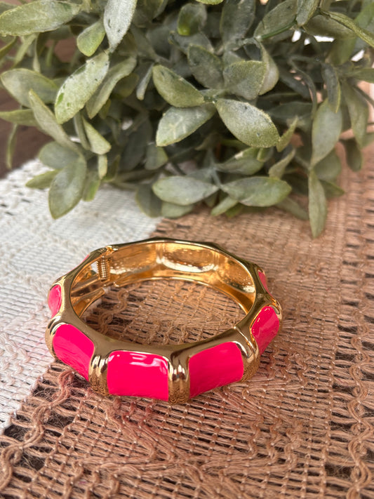 Hot Pink Gold Enamel Bangle