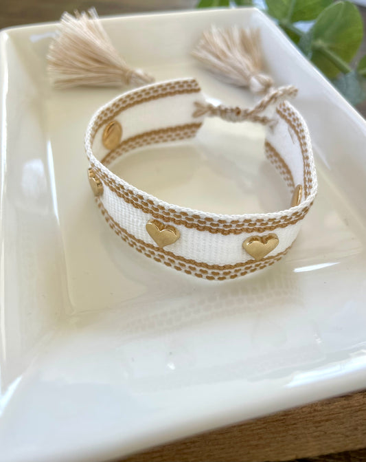 Adjustable Woven Bracelet-White