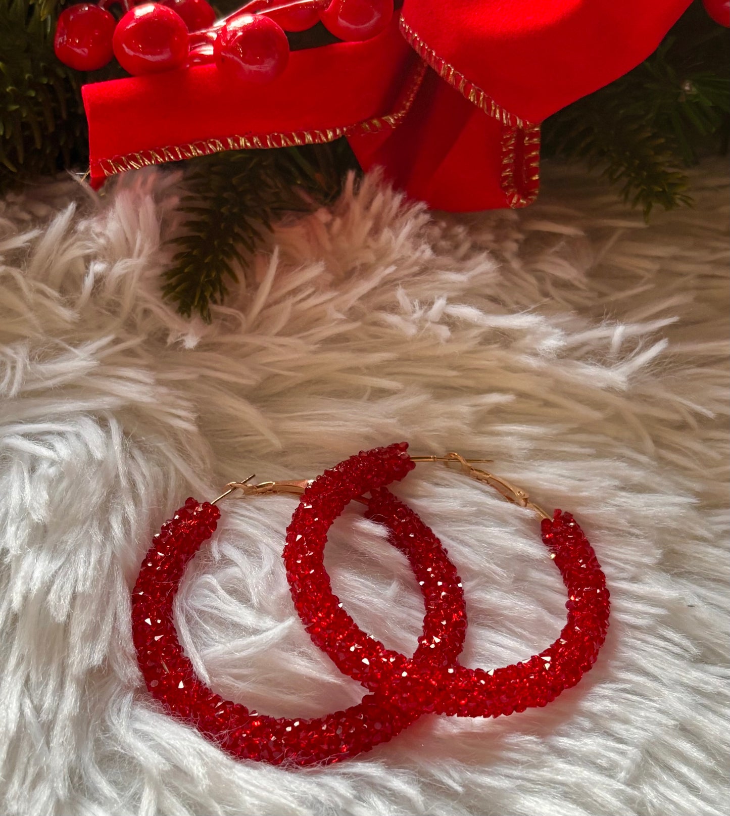 Red Glitter Hoops