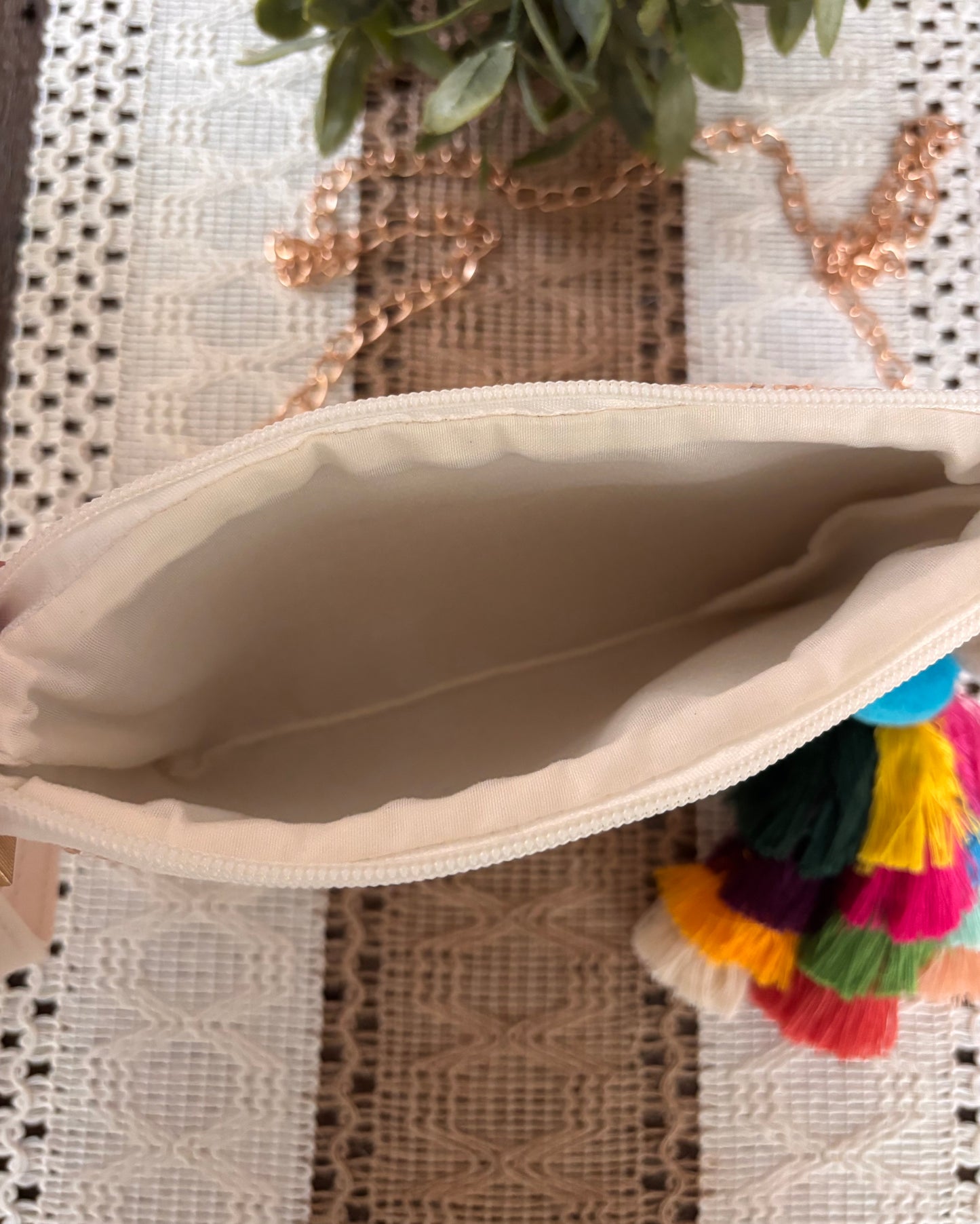 Woven Straw Crossbody With Tassel