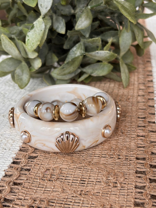 Seashell Bangle & Bracelet Set