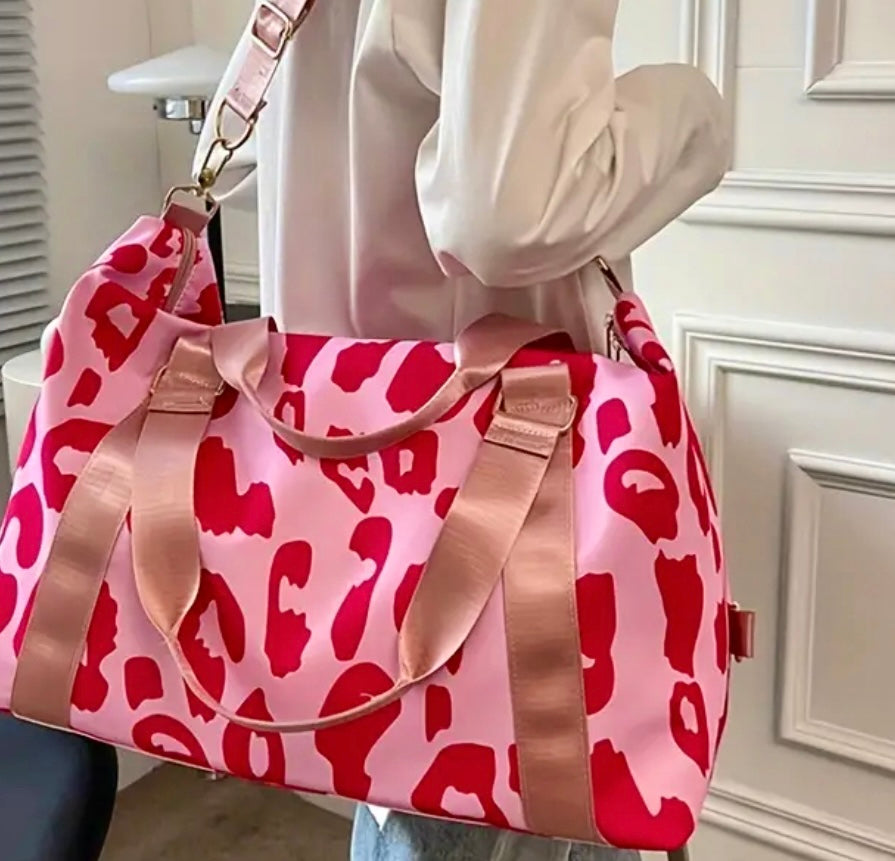 Take Me Away Pink Leopard Duffle Bag