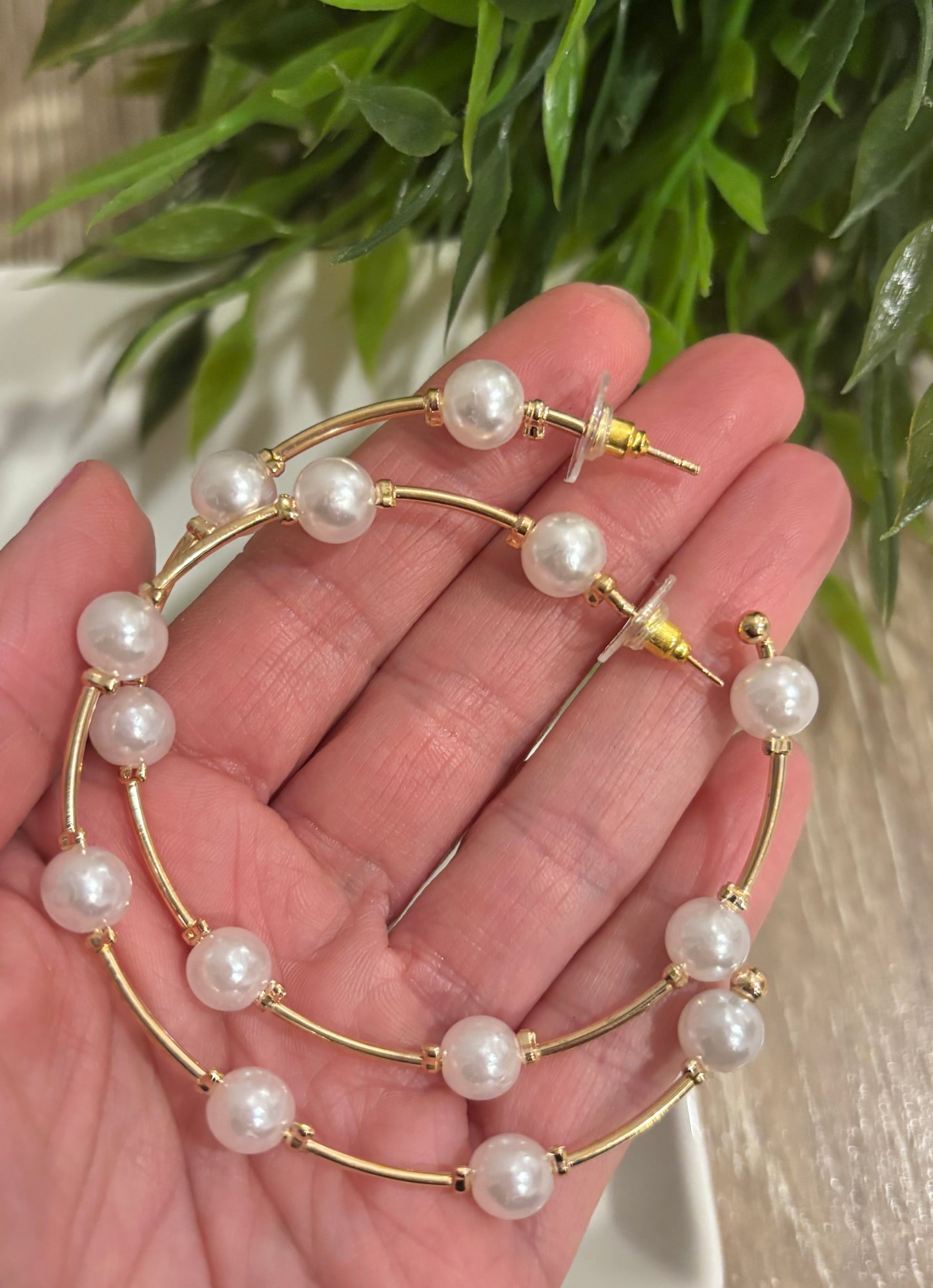 Large Pearl Hoops