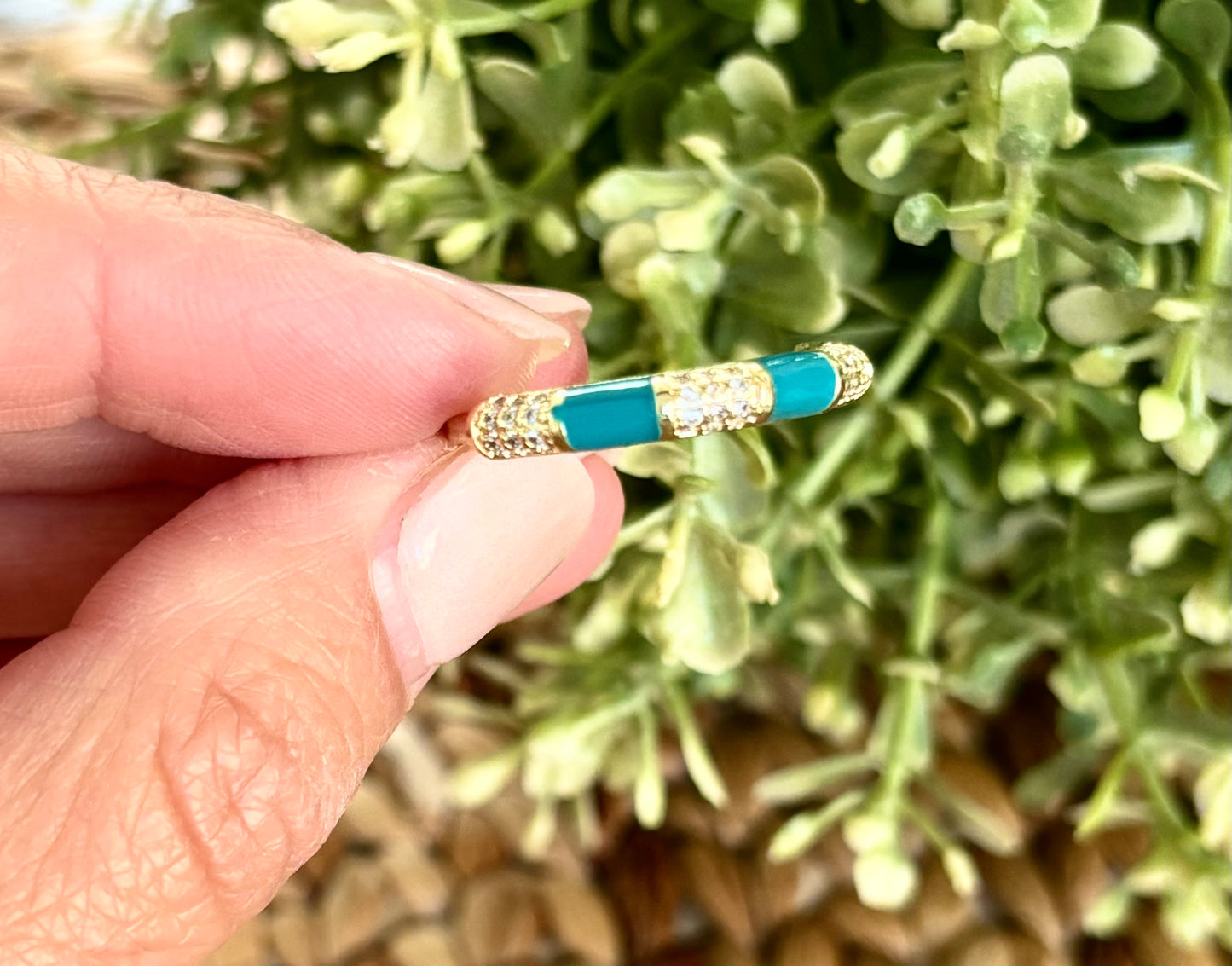 Colorful Enamel Ring-Deep Turquoise