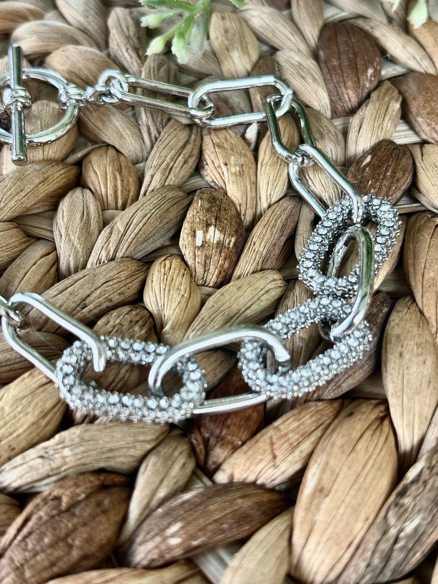 Silver Pave Chain Link Bracelet