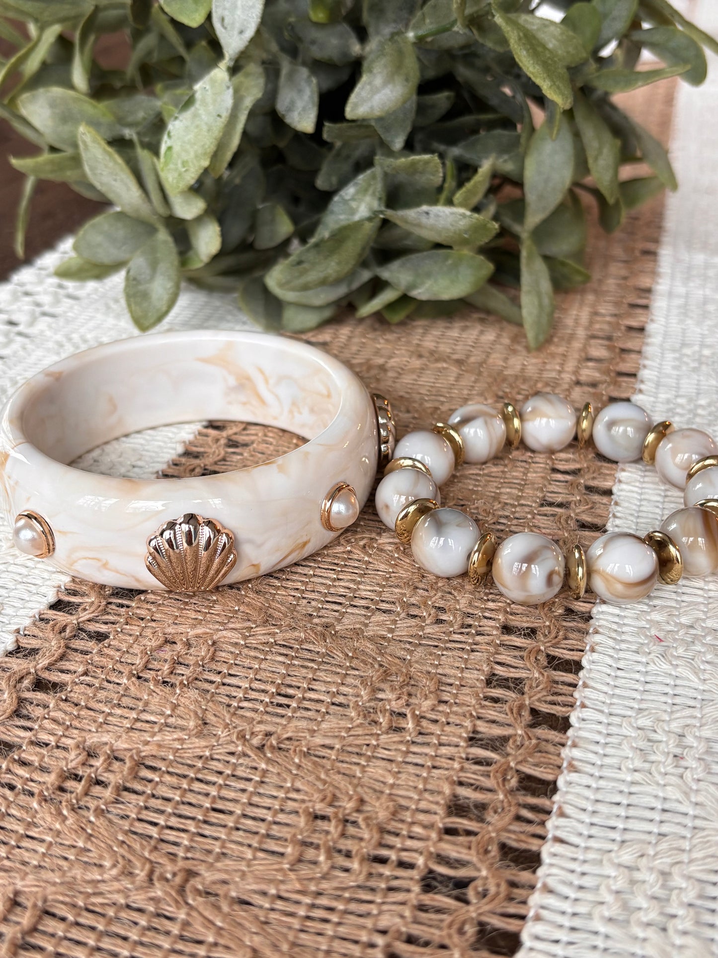 Seashell Bangle & Bracelet Set