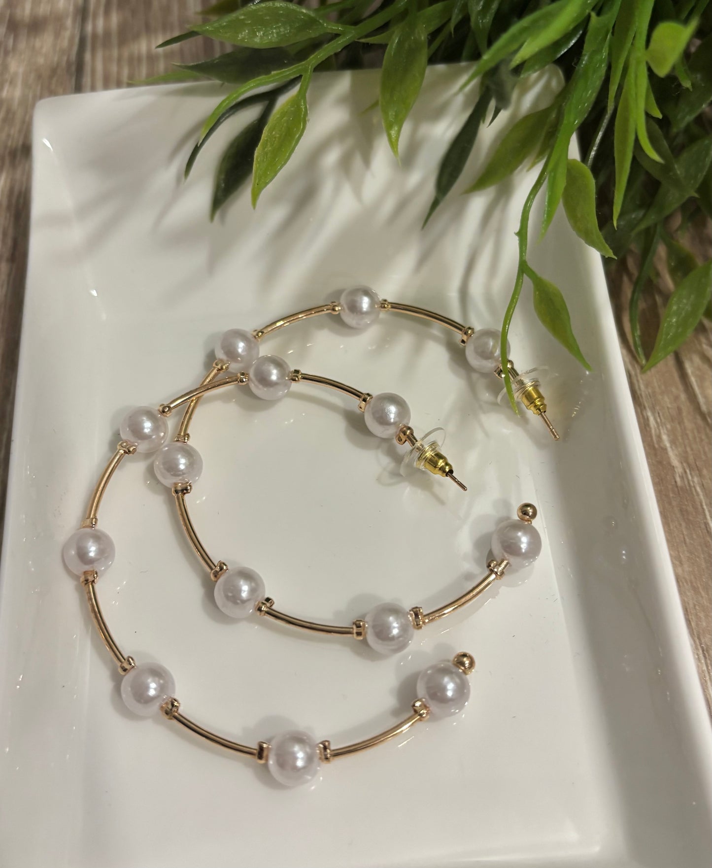 Large Pearl Hoops