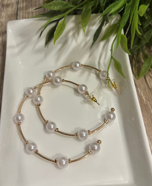 Large Pearl Hoops