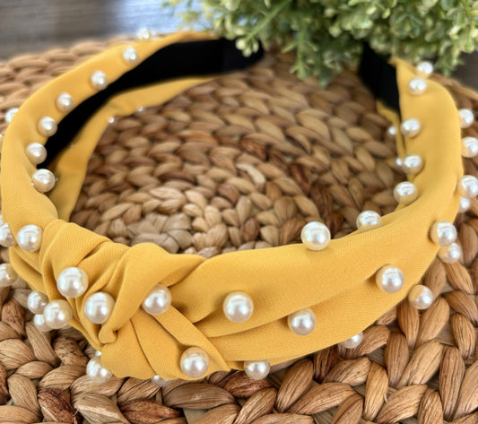 Pearl Headband-Mustard