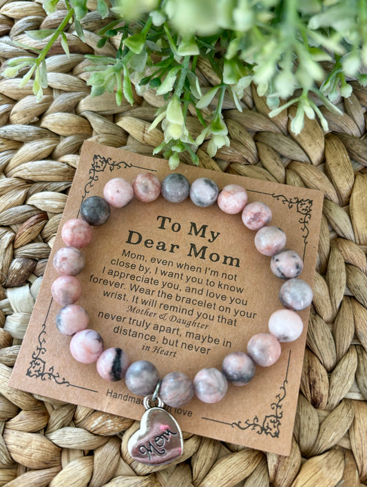 “To My Dear Mom” Beaded Bracelet & Poem