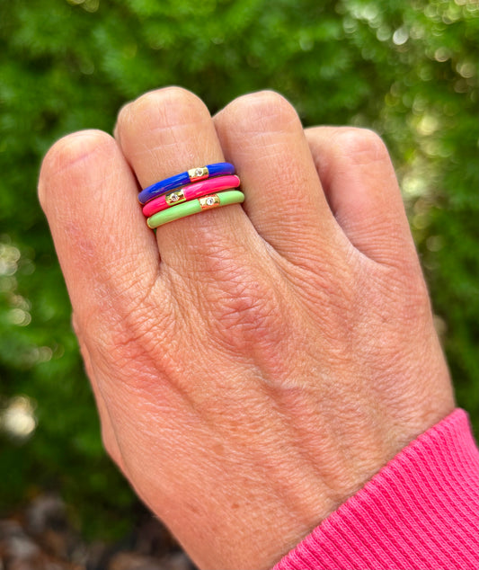 Colorful Enamel Ring Stack