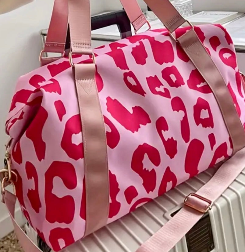 Take Me Away Pink Leopard Duffle Bag