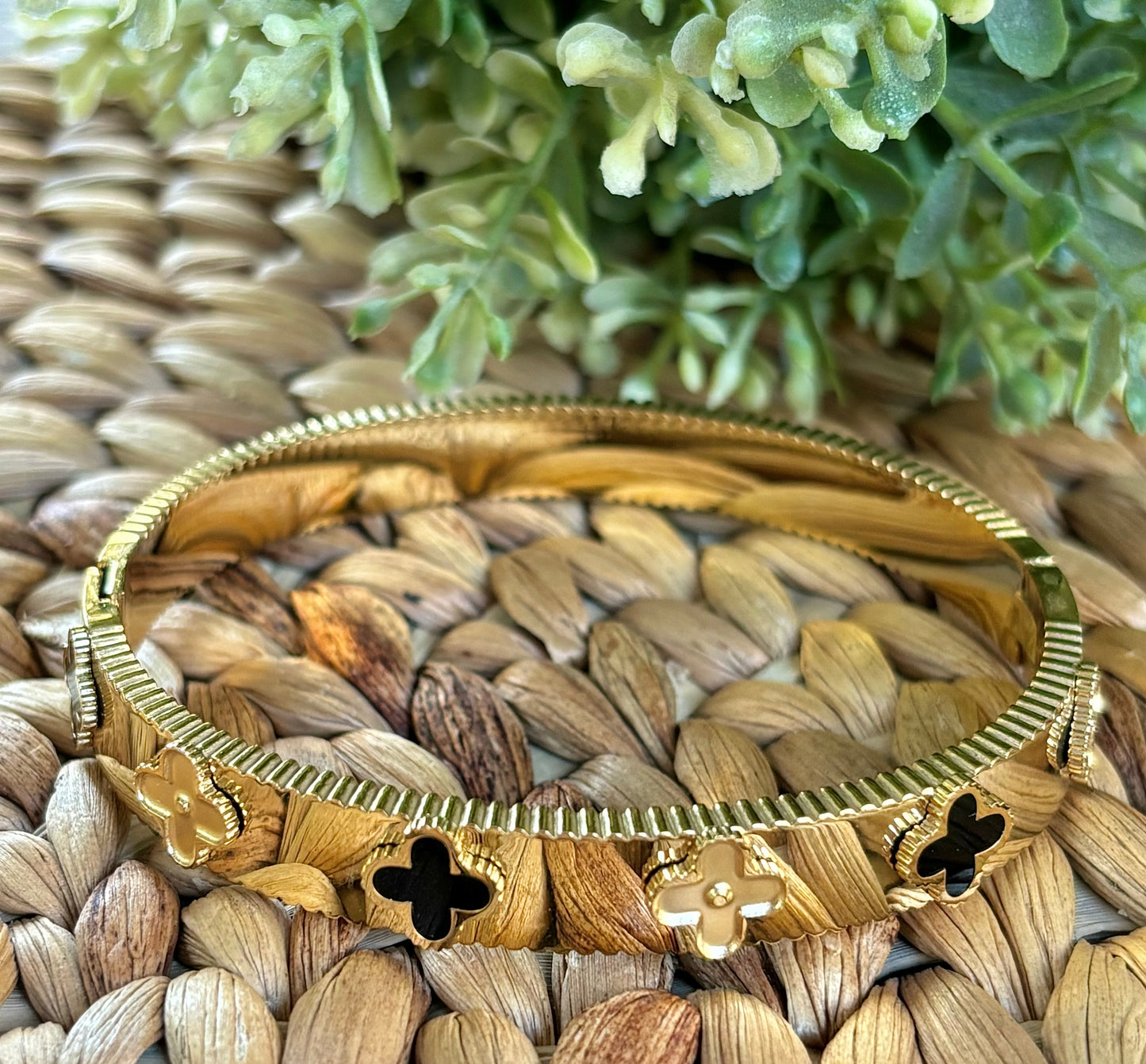 Designer Inspired Gold Accented Bangle