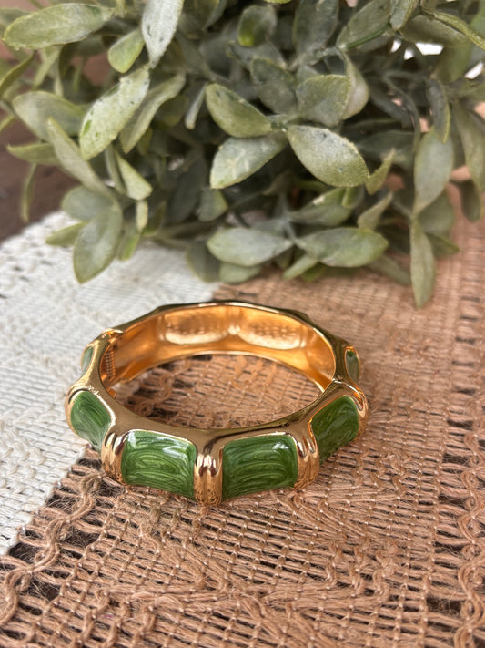 Green Gold Enamel Bangle