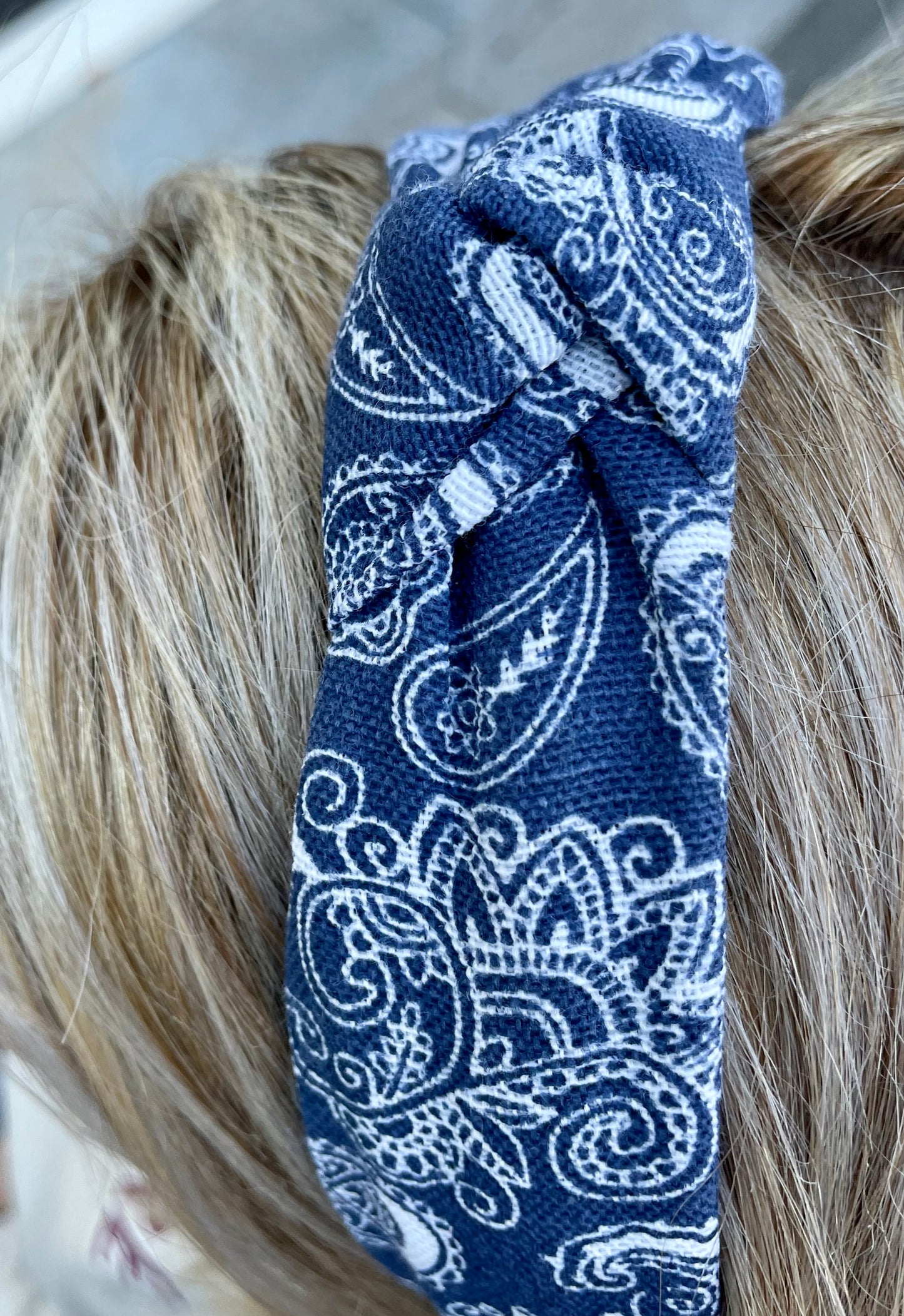 Paisley Blue White Headband