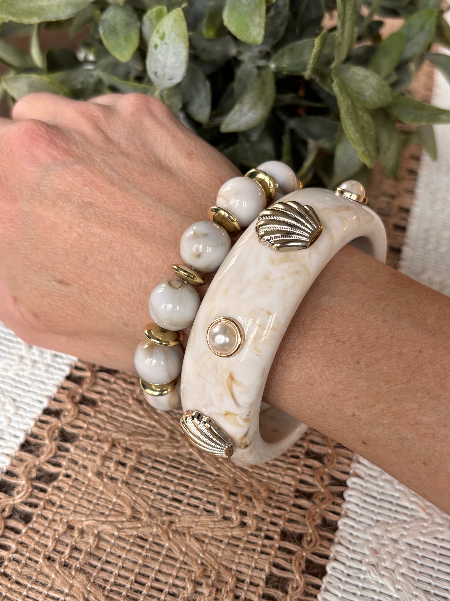 Seashell Bangle & Bracelet Set