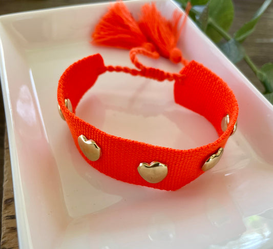 Adjustable Woven Bracelet-Orange