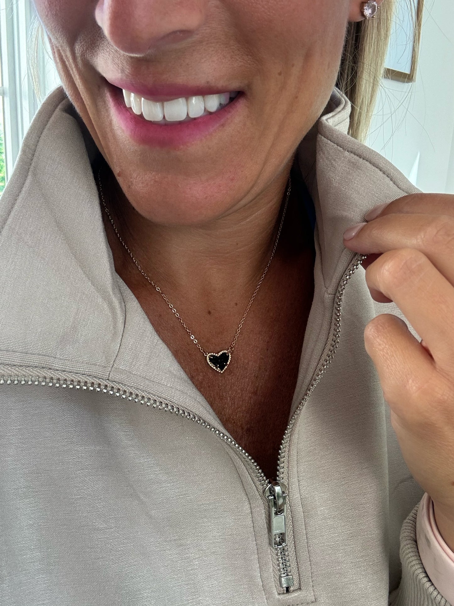 Black Druzy Heart Necklace