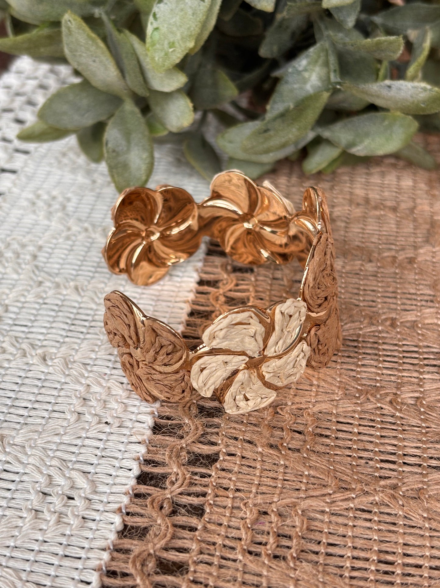 Raffia Flower Cuff