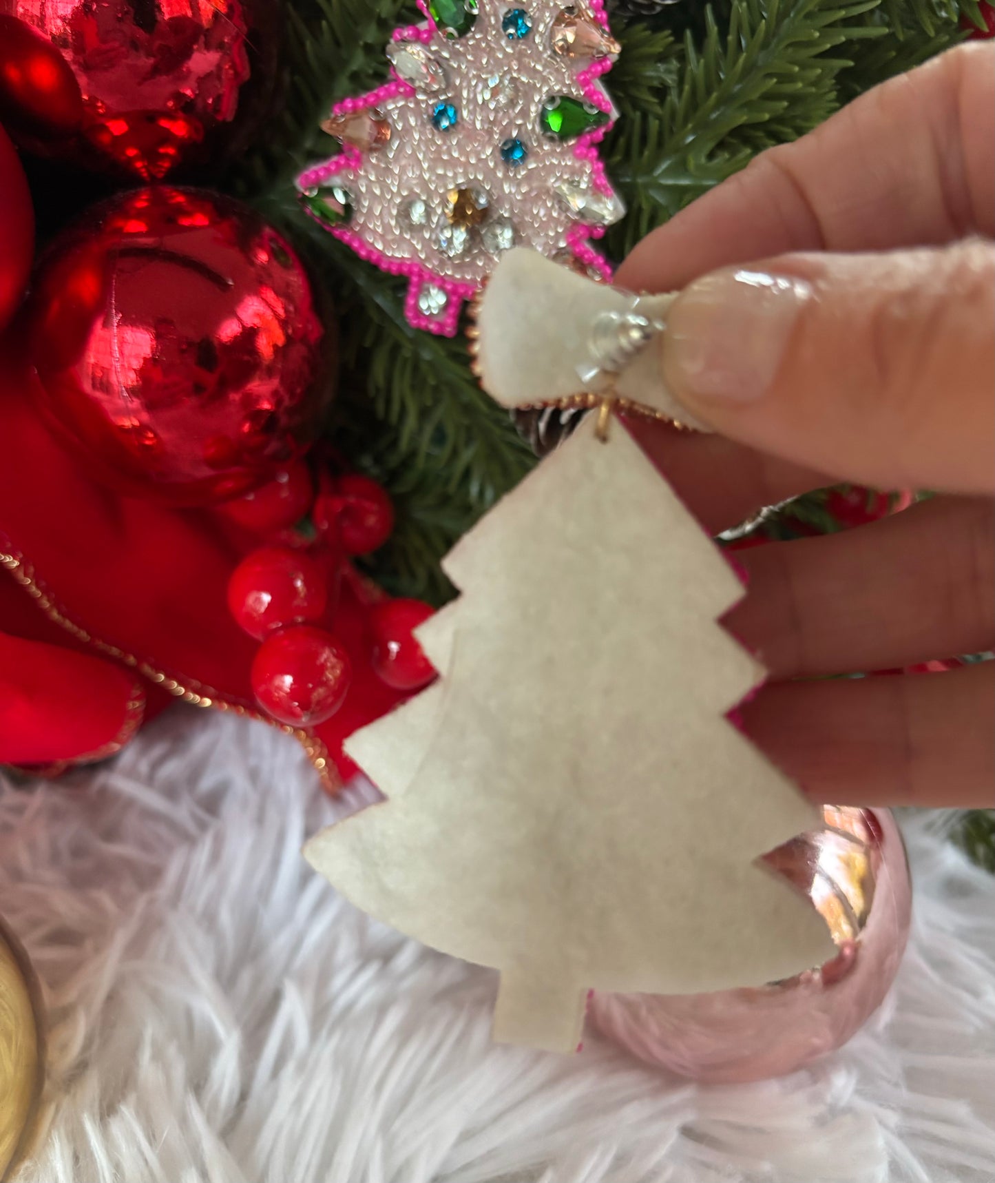 Beaded Christmas Tree Earrings