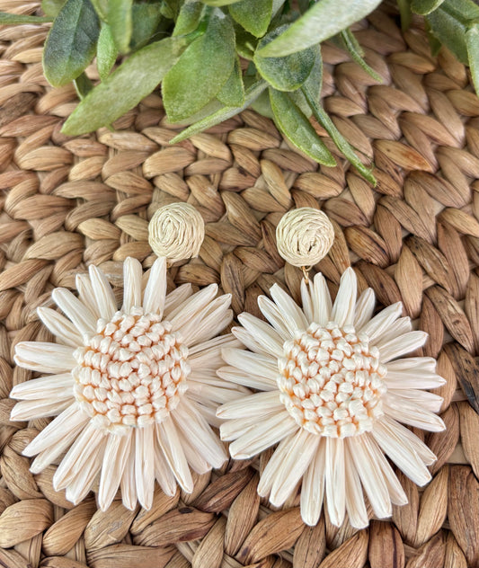 Raffia Sunflower Earrings