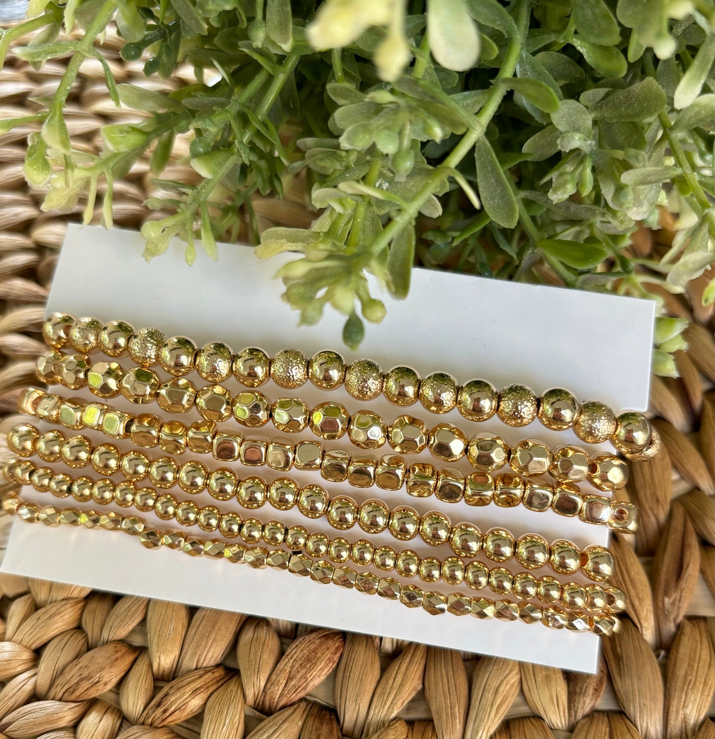 Gold Beaded Bracelet Stack