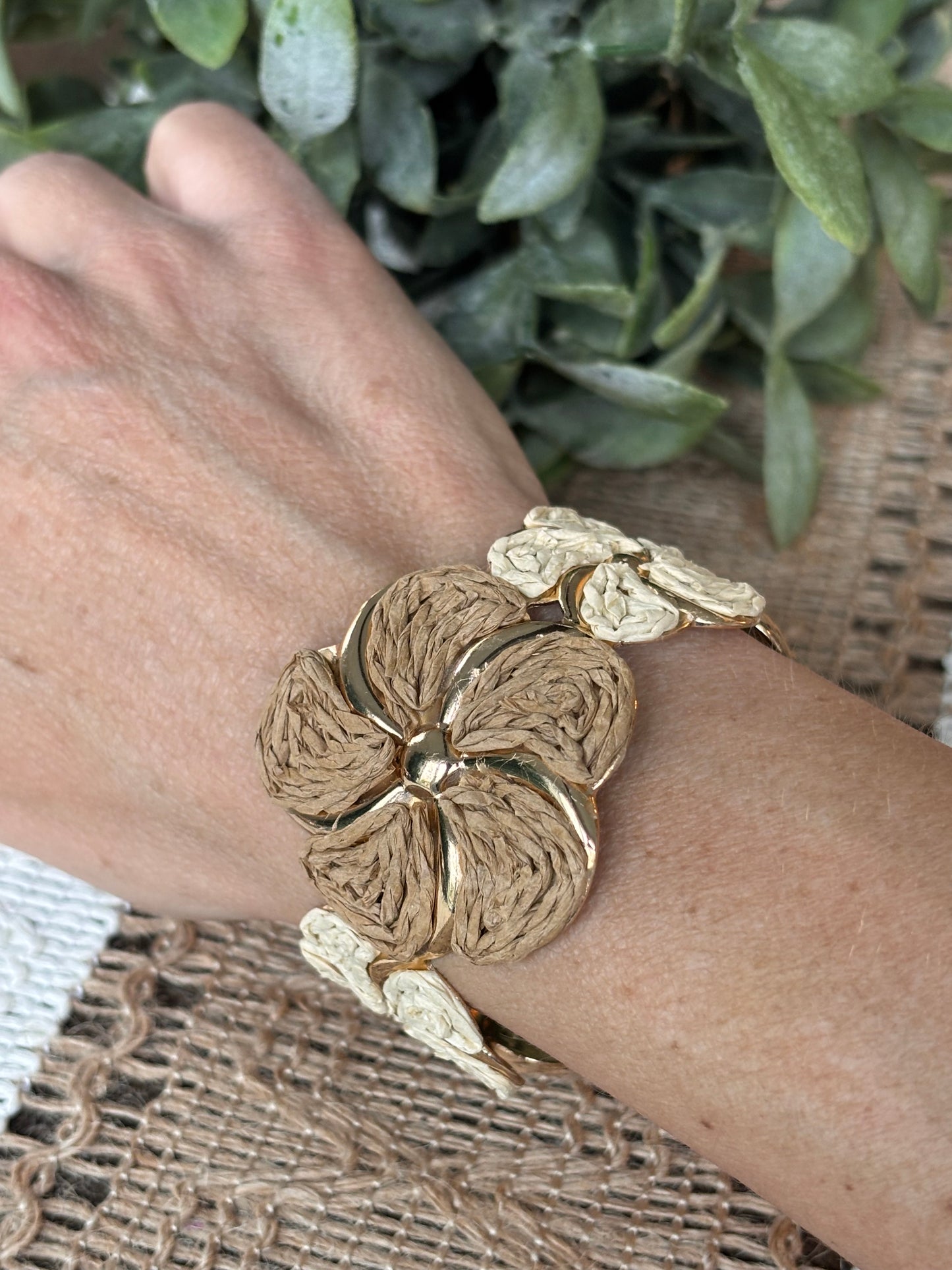Raffia Flower Cuff