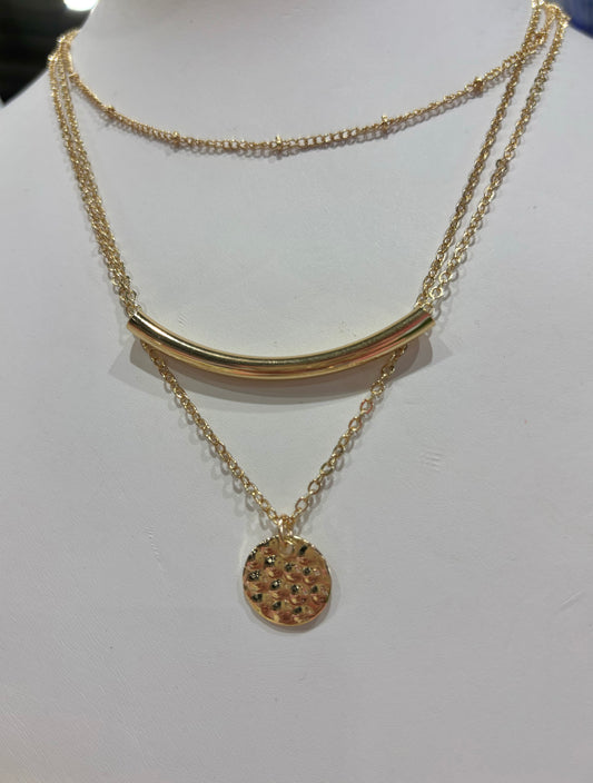 Triple Layering Necklace-Gold