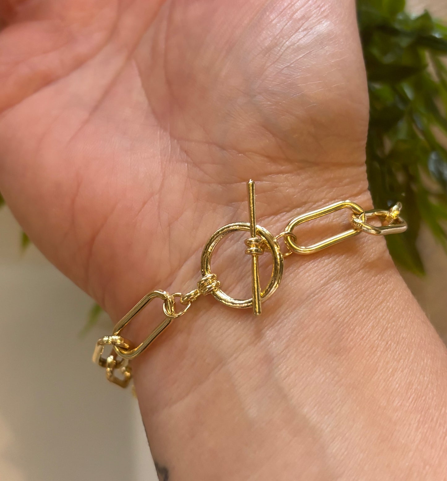 Gold Pave Chain Link Bracelet