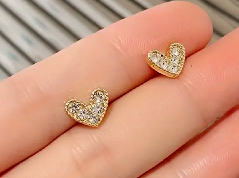 Rhinestone Heart Studs