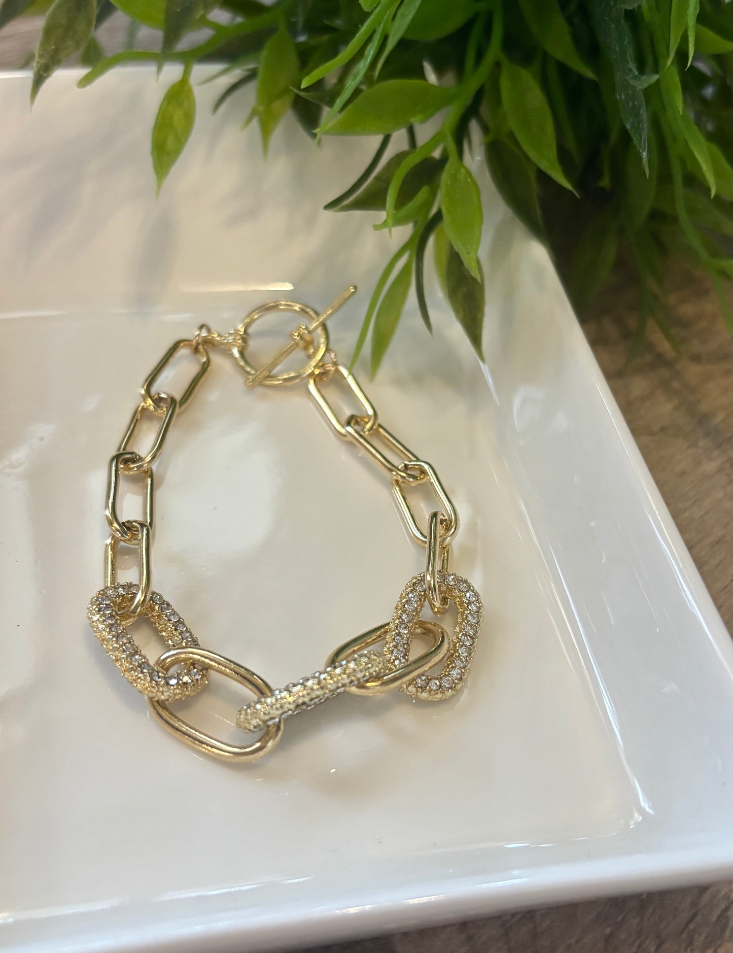 Gold Pave Chain Link Bracelet