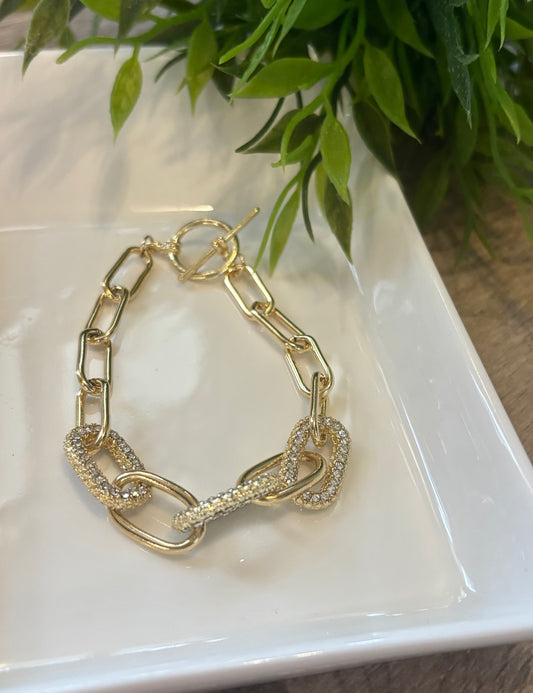 Gold Pave Chain Link Bracelet