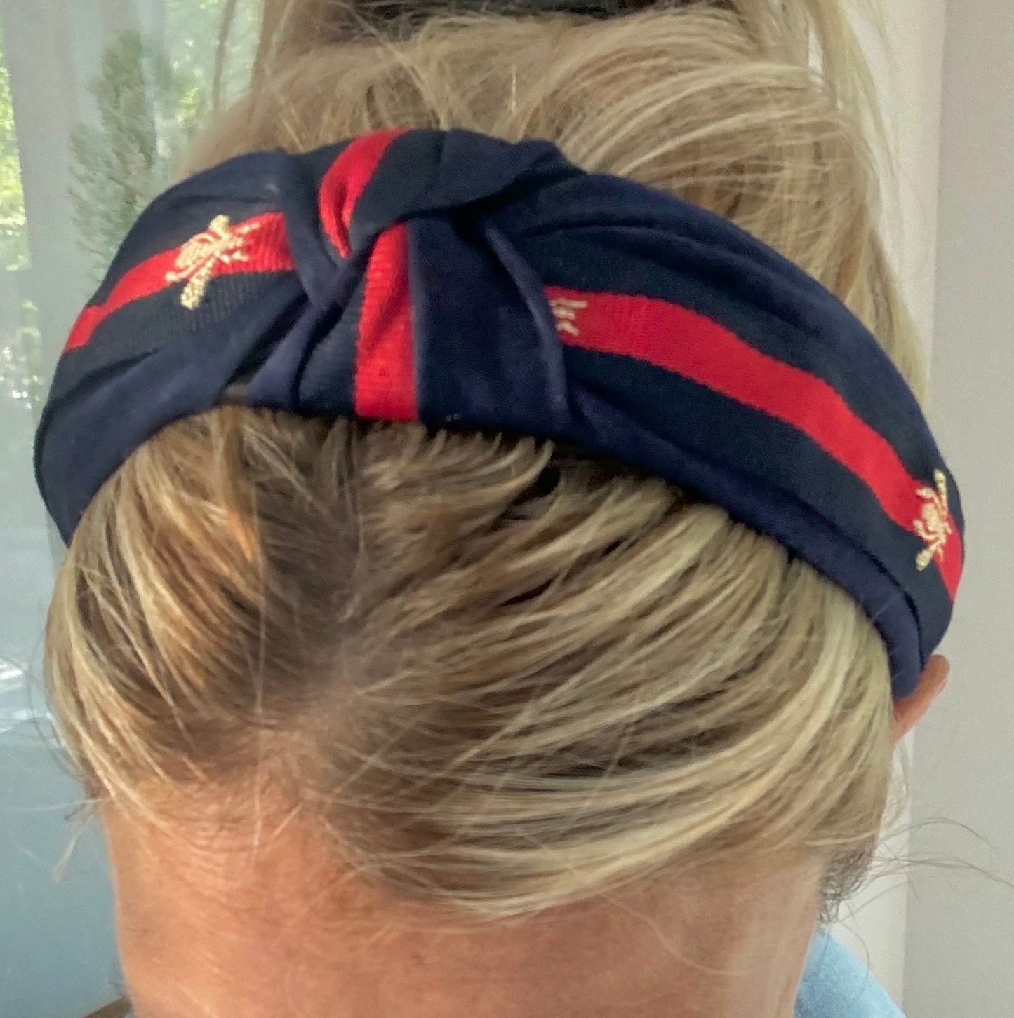 Navy Topknot Bee Headband