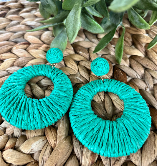 Raffia Circle Drop Earrings