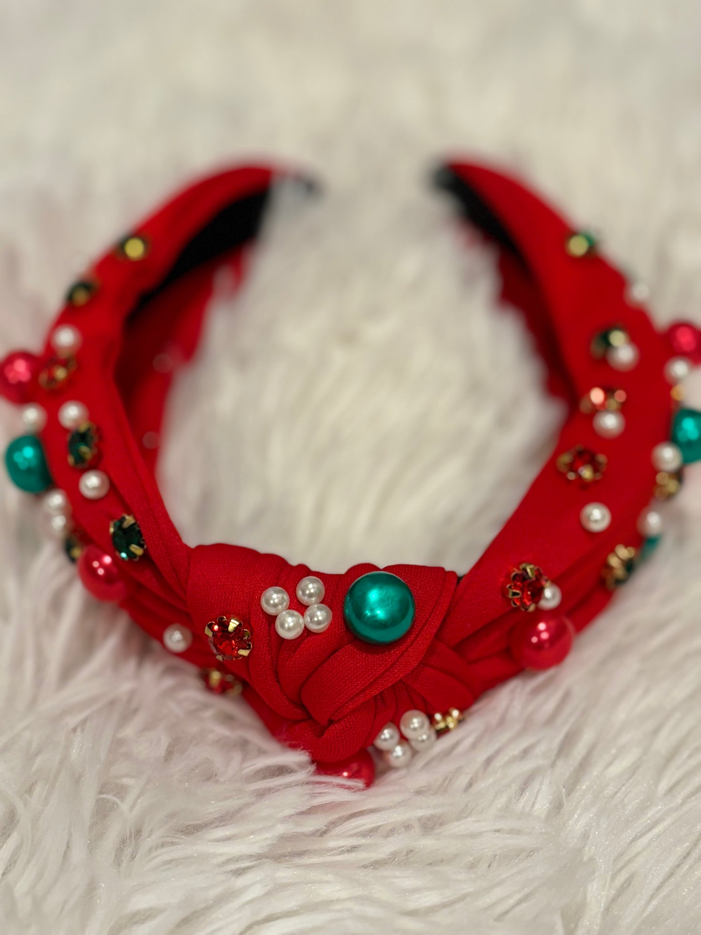 Red Bedazzled Topknot Headband