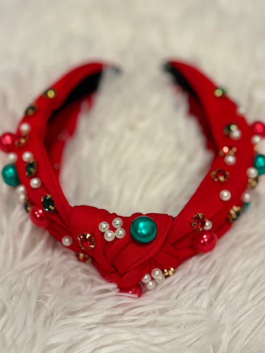 Red Bedazzled Topknot Headband