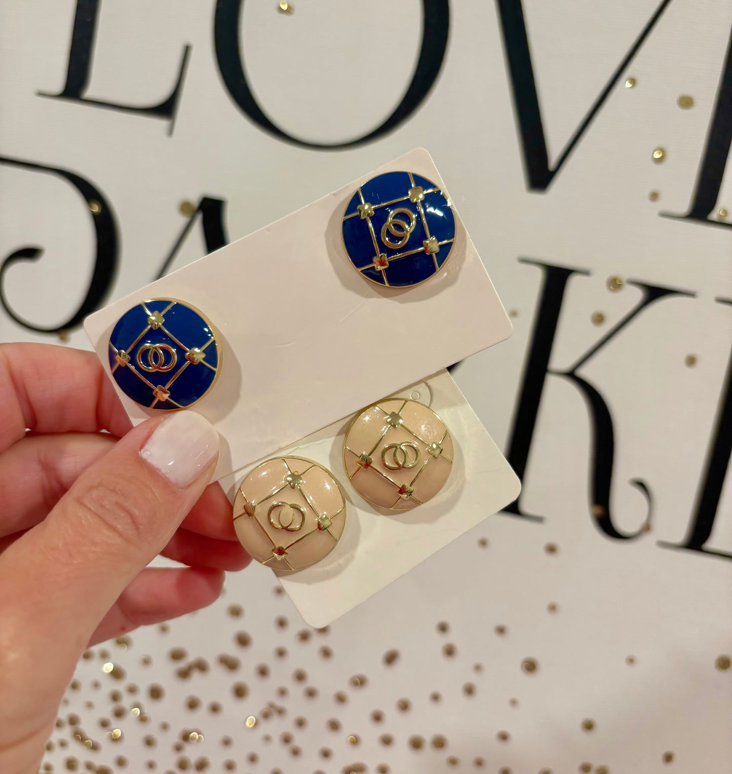 Designer Inspired Studs-Navy