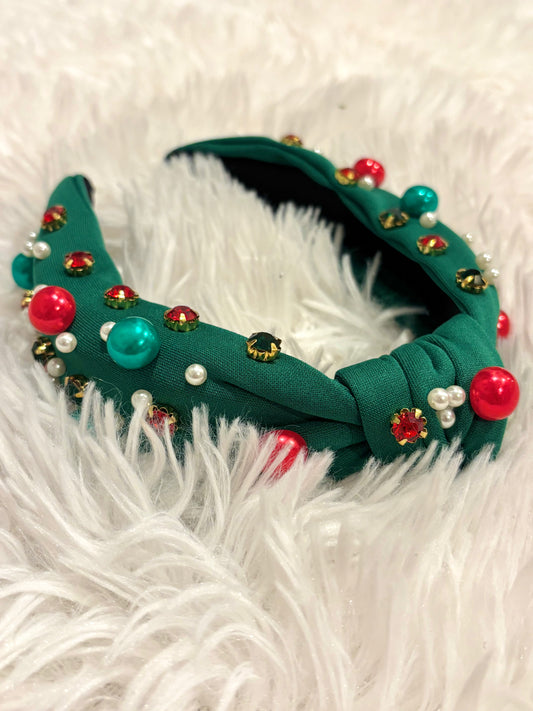 Green Festive Topknot Headband