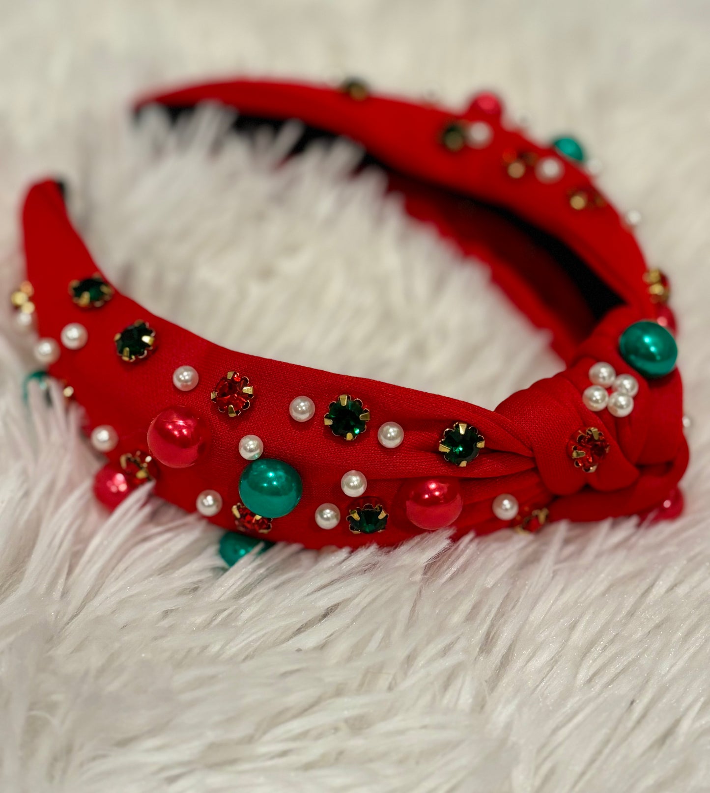 Red Bedazzled Topknot Headband