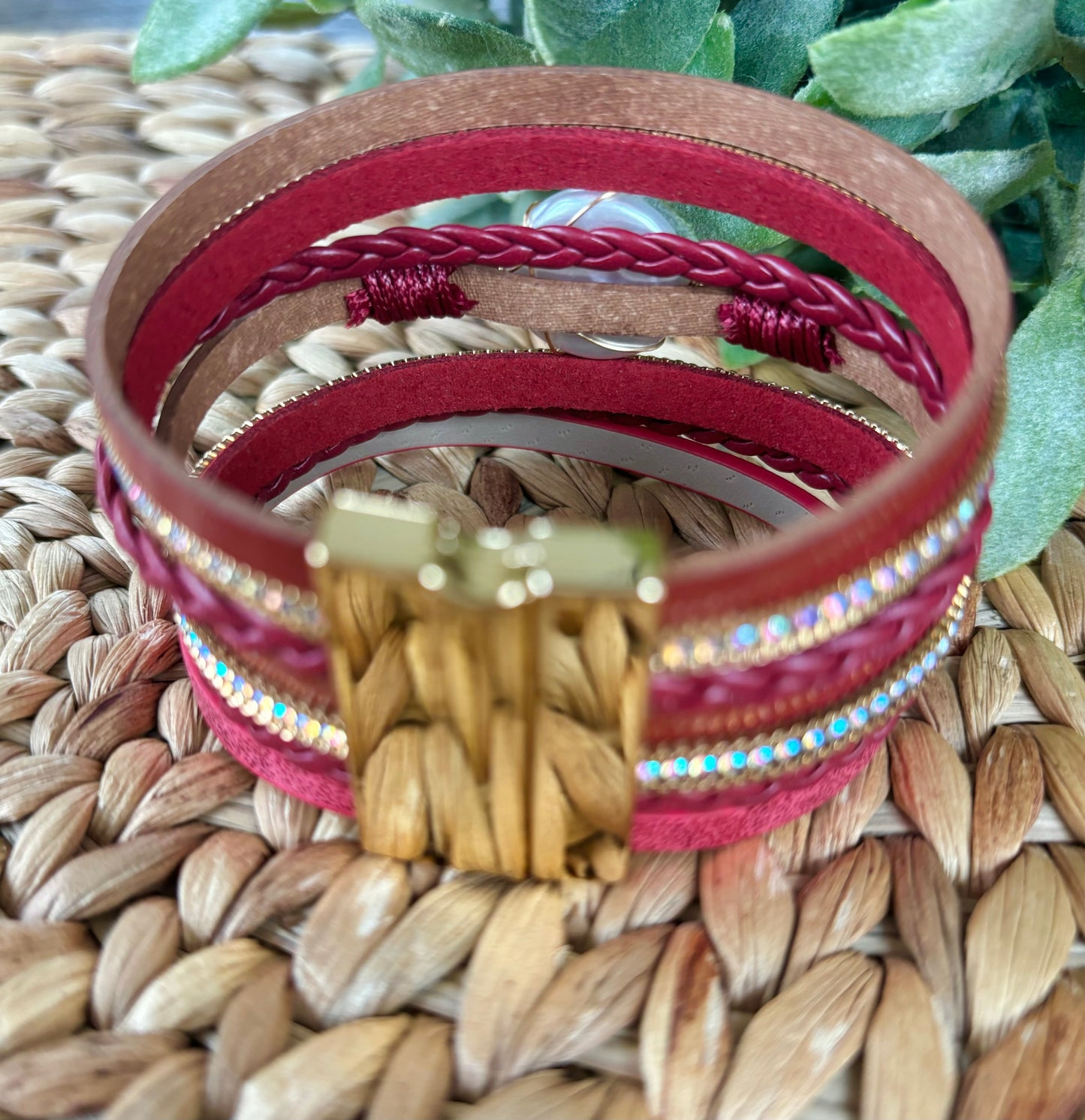 Red Leather Wrap Bracelet