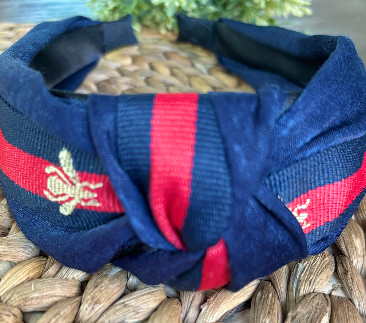 Navy Topknot Bee Headband