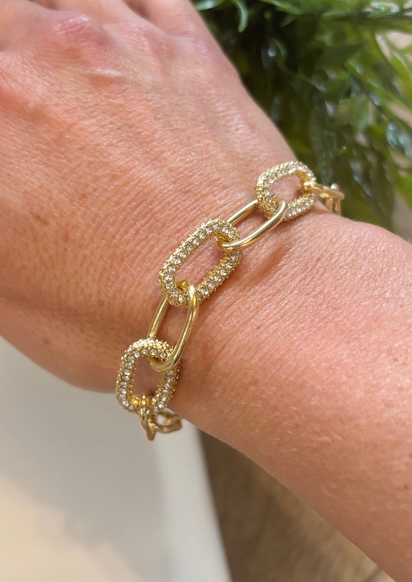 Gold Pave Chain Link Bracelet