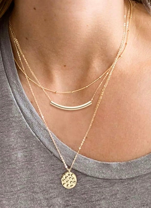 Triple Layering Necklace-Gold