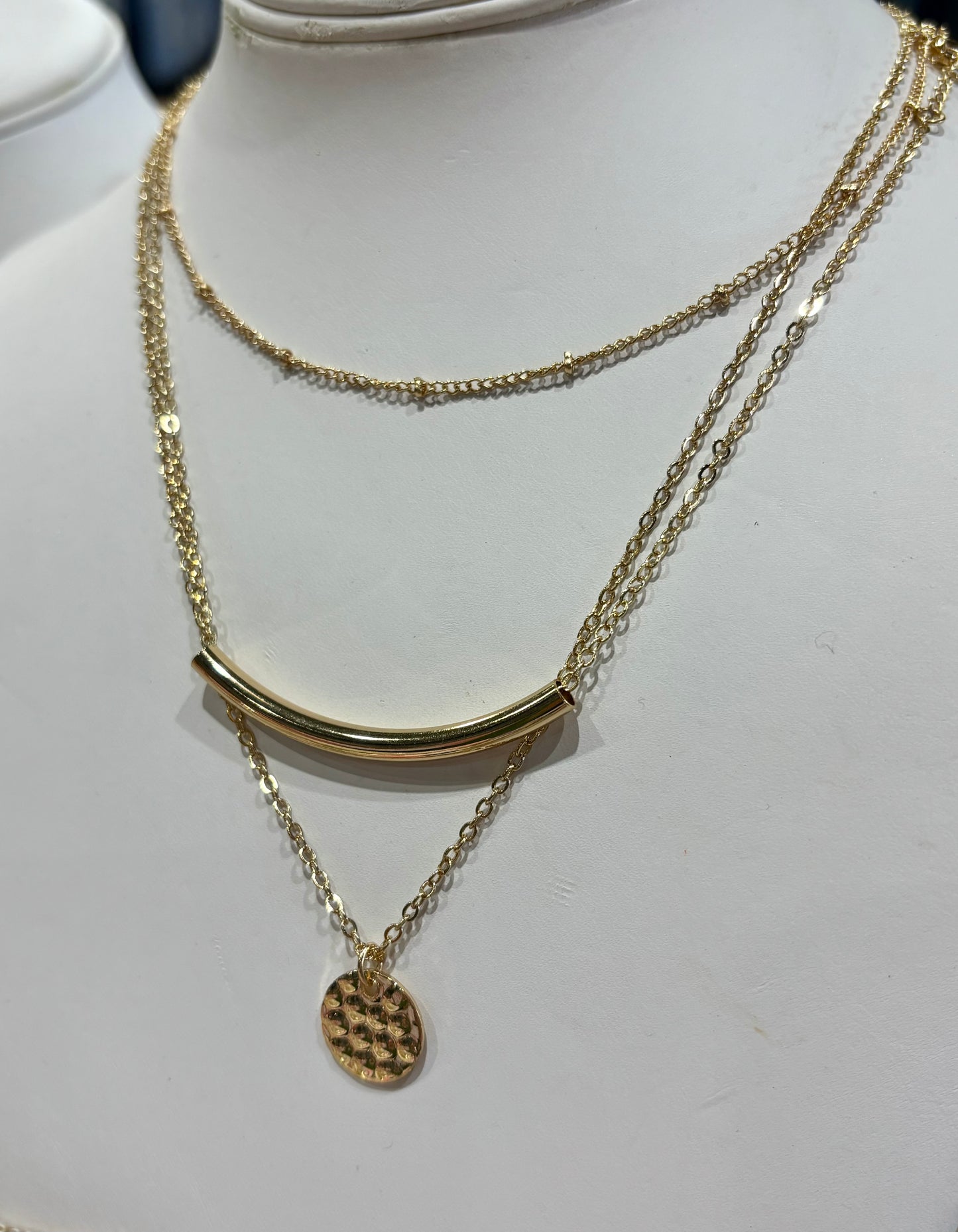 Triple Layering Necklace-Gold