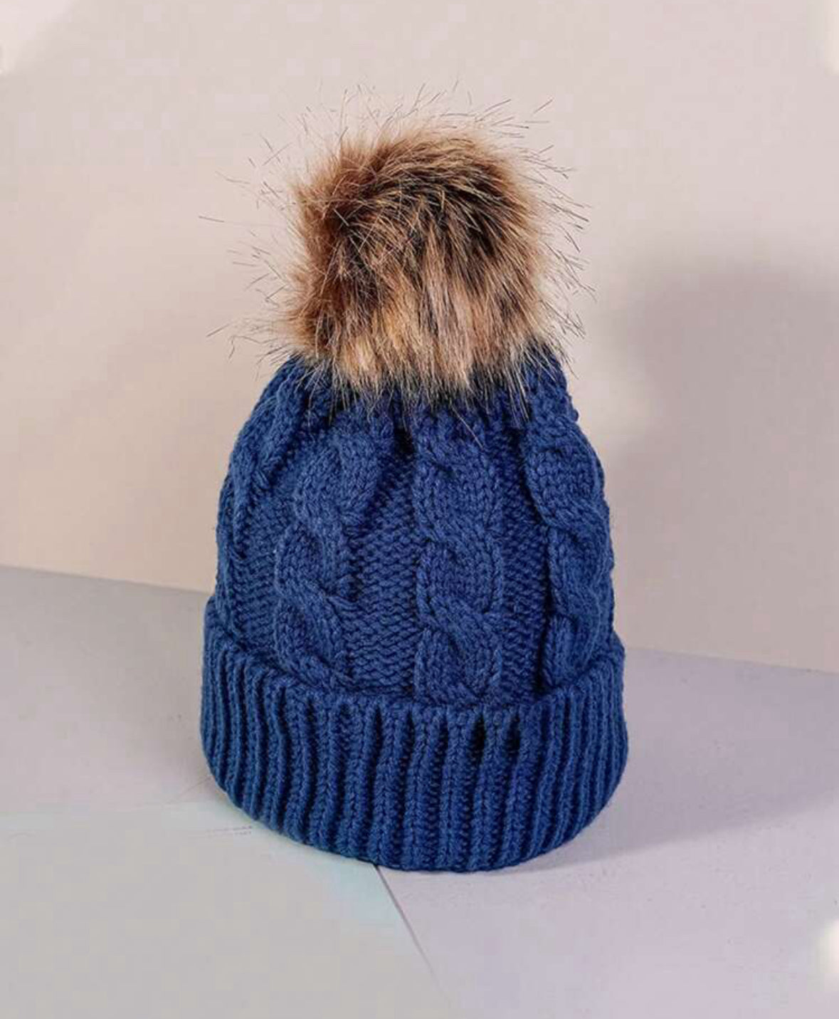 Pom Pom Beanie Hat-Solid